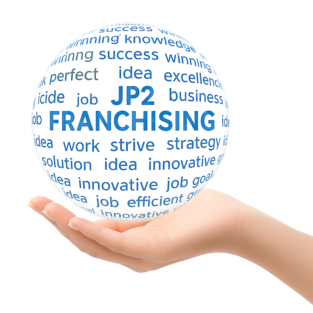 Sphere with franchise consulting keywords representing JP2 Franchising